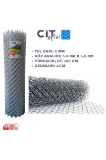 HELEZON ÖRGÜ ÇİT TELİ 2.0 MM, 5.5 Cm X5.5 Cm GÖZ ARALIĞI, 150 CM YÜKSEKLİK, 10 M UZUNLUK GALVANİZLİ